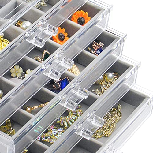 Watpot Acrylic Jewelry Box with 5 Drawers, Clear Earring Storage Organizer Display Case for Women Gi