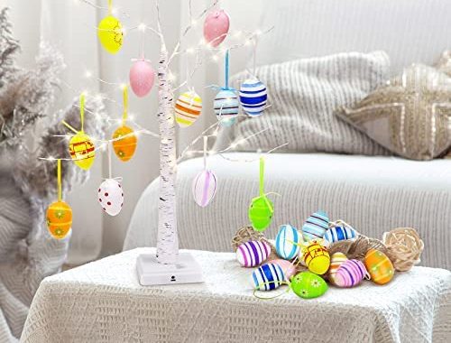 Amazon.com: MCEAST Easter Decoration 1.8 Feet 55 Light Birch Tree Lighted Battery Operated Timer Tab