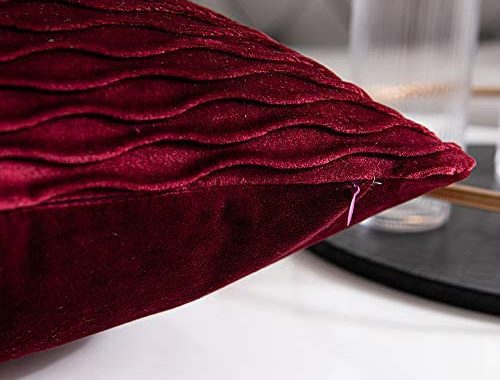 Amazon.com: DEZENE Wine Red Throw Pillow Covers: 2 Pack 18x18 Inch Original Striped Velvet Square De