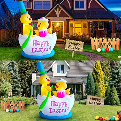 Amazon.com: SHDEJTG 6 Foot Easter Inflatable Two Chicks Rowing with Build-in LEDs Blow Up Outdoor De