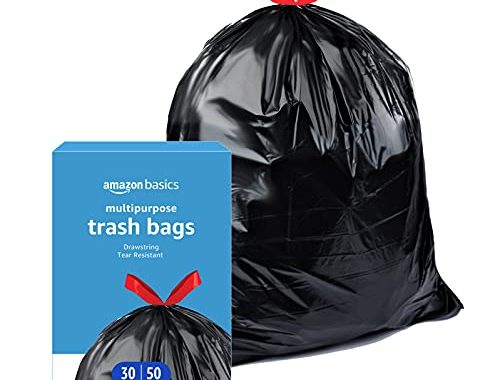 Amazon.com: Amazon Basics Multipurpose Drawstring Trash Bags, 30 Gallon, 50 Count (Previously Solimo