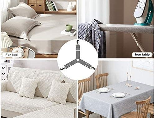 JBYAMUS Bed Sheet Straps, Easy to Install Sheet Straps, Fitted Sheet Clips, Three-Way Sheet Fastener