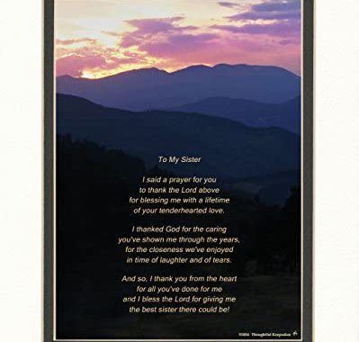 Sister Gift with "Thank You Prayer for Best Sister" Poem. Mts Sunset Photo, 8x10 Double Matted. Spec