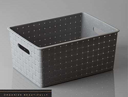 BINO | Plastic Basket, Large - Grey | THE STABLE COLLECTION | Multi-Use Storage Basket | Rectangular
