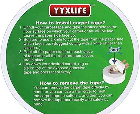 YYXLIFE Double Sided Carpet Tape for Area Rugs Carpet Adhesive Removable Multi-Purpose Rug Tape Clot