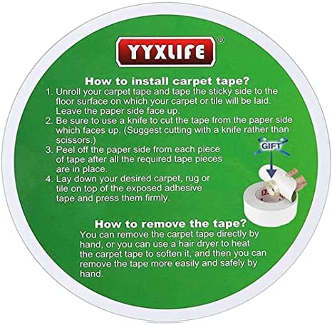 YYXLIFE Double Sided Carpet Tape for Area Rugs Carpet Adhesive Removable Multi-Purpose Rug Tape Clot