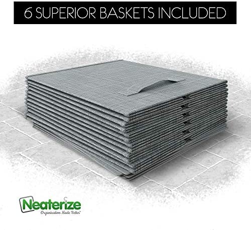 NEATERIZE 13x13 Large Storage Cubes - Set of 6 Storage Bins. Features Dual Handles | Cube Storage Bi