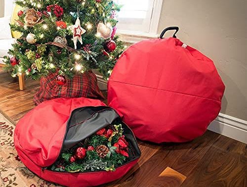 [36 Inch Wreath Storage Container] - for Christmas Wreath up to 36 Inches in Diameter | Bag Hooks Di