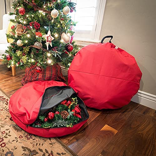 [36 Inch Wreath Storage Container] - for Christmas Wreath up to 36 Inches in Diameter | Bag Hooks Di