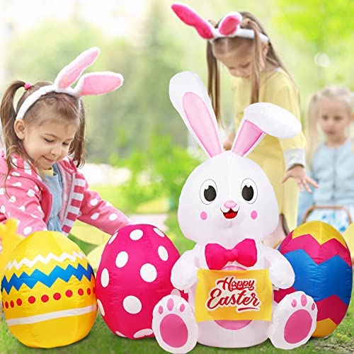 Amazon.com: GUDELAK 6 FT Easter Inflatables Outdoor Decorations, Inflatable Easter Bunny and Colorfu