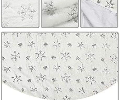 Amazon.com: Christmas Sequin Tree Skirt 48in,White Soft Thick with Silver Snowflakes Decorations for