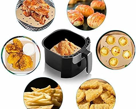 Air Fryer Parchment Paper Liners: 200PCS 8.5 inch Air Fryer disposable paper liner - Square Perforat