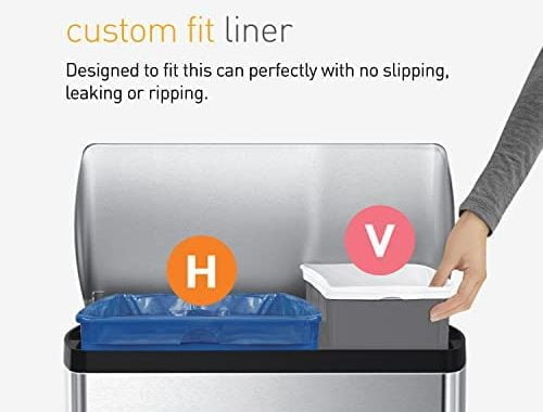 simplehuman Code V Custom Fit Drawstring Trash Bags in Dispenser Packs, 60 Count, 16-18 Liter / 4.2-