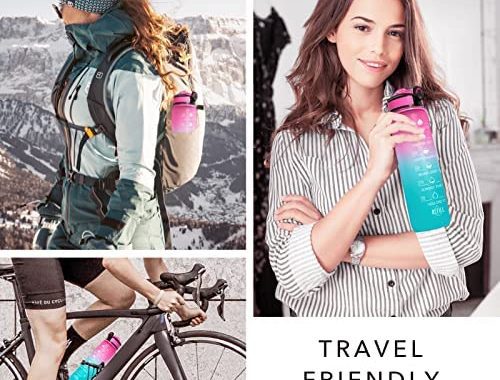 Hyeta 32 oz Water Bottles with Times to Drink and Straw, Motivational Water Bottle with Time Marker,