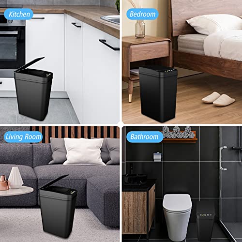 jinligogo Bathroom Trash Can Touchless, 2.5 Gallon Motion Sensor Smart Trash can with Automatic Lid,