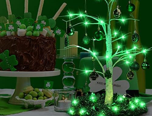 Amazon.com: St Patrick's Day Lighted Birch Tree Decoration St Patrick's Day LED Birch Tree Light wit