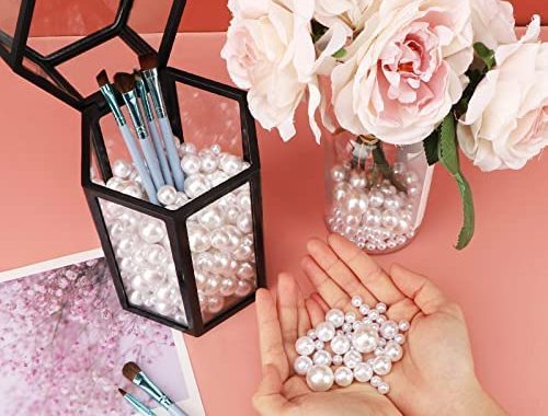 Amazon.com: SUREAM 250PCS Floating Beads for Centerpiece, Artificial No Hole White Vase Pearls and 2