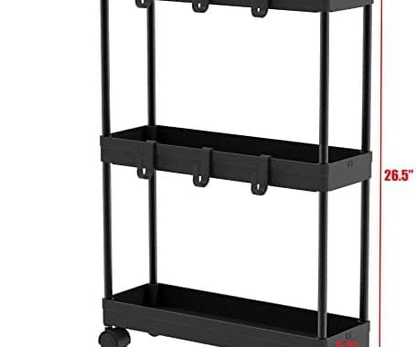 Amazon.com: SimpleHouseware Kitchen Cart Storage 3-Tier Slim/Super Narrow Shelves with Handle, 26.5'