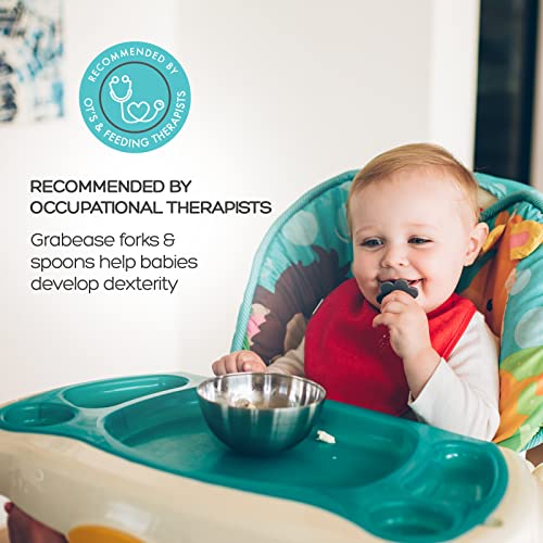 Amazon.com: Grabease Baby and Toddler Self-Feeding Utensils – Spoon and Fork Set for Baby-Led Weanin