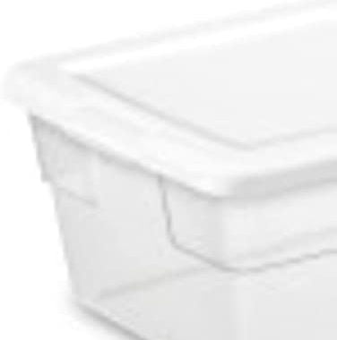 Amazon.com - Sterilite 6 Qt Clear Plastic Stackable Storage Bin w/White Latching Lid Organizing Solu