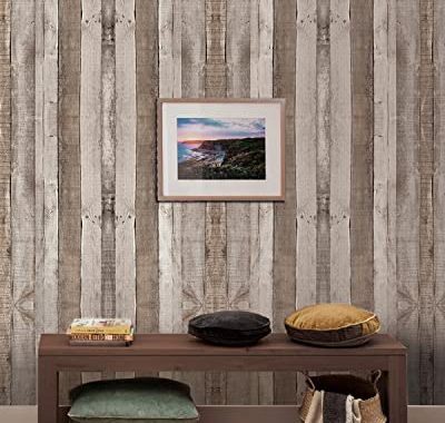 Rustic Wood Peel and Stick Wallpaper Removable Faux Wood Contact Paper Reclaimed Shiplap Vinyl Roll