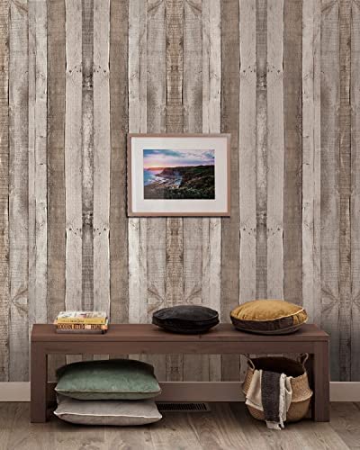 Rustic Wood Peel and Stick Wallpaper Removable Faux Wood Contact Paper Reclaimed Shiplap Vinyl Roll