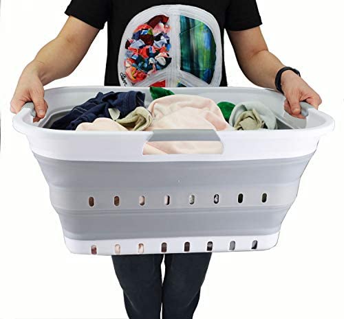 Amazon.com: SAMMART 42L (11 gallon) Collapsible Plastic Laundry Basket - Foldable Pop Up Storage Con