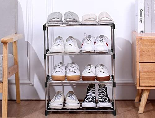 Amazon.com: Jucaifu Stackable Small Shoe Rack, Entryway, Hallway and Closet Space Saving Storage and