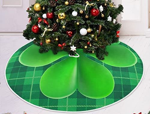 Amazon.com: Happy St Patrick's Day Shamrock Christmas Tree Skirt Decorations Lucky Clovers Green Buf