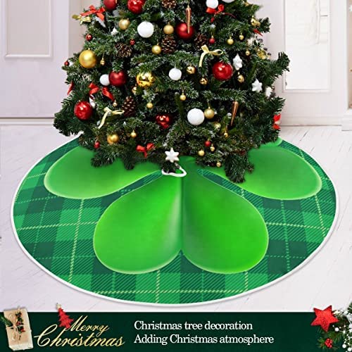 Amazon.com: Happy St Patrick's Day Shamrock Christmas Tree Skirt Decorations Lucky Clovers Green Buf