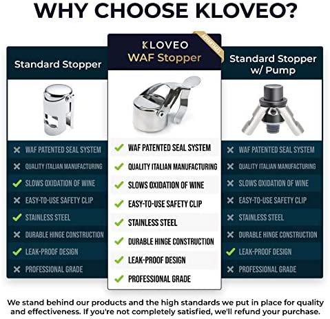 Champagne Stoppers by KLOVEO - Patented Seal (No Pressure Pump Needed) Made in Italy - Professional