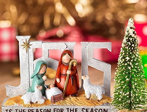 Amazon.com: Christmas Nativity Scene Figures, Holy Family Nativity Creche Set with Jesus Messages Re