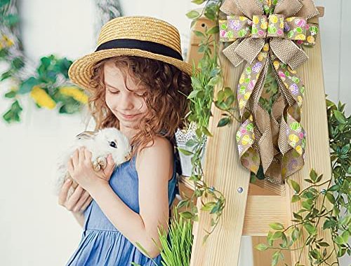 Amazon.com: Easter Large Wreath Bows, Spring Easter Colorful Bunny Rabbit Bows for Wreath Bow Decora