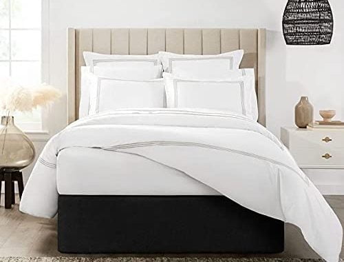 Standard Textile Circa Bed Wrap, Modern Bed Skirt Alternative with Bamboo Core (Black, King)