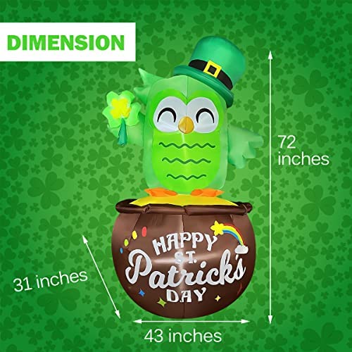 Amazon.com: BLOWOUT FUN 6ft Tall St. Patrick Day Inflatable Owl with The Gold Pot Decoration for Yar