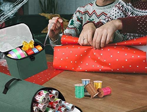 Amazon.com: Primode Long Wrapping Paper Storage Bag Hanging | Heavy Duty Christmas Gift Wrap Storage