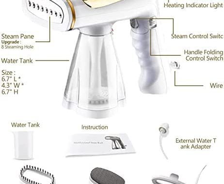 Steamer for Clothes, 1600W High-Power Handheld Steam, Portable Foldable Travel Garment Steamer, Thre