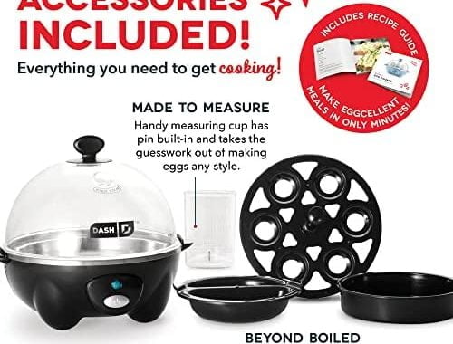 DASH Rapid Egg Cooker: 6 Egg Capacity Electric Egg Cooker for Hard Boiled Eggs, Poached Eggs, Scramb