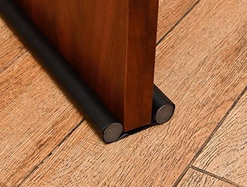 FOKICOS Door Draft Stopper Breeze Blocker Flannel Guard Adjustable Washable Weather Noise Blocker wi