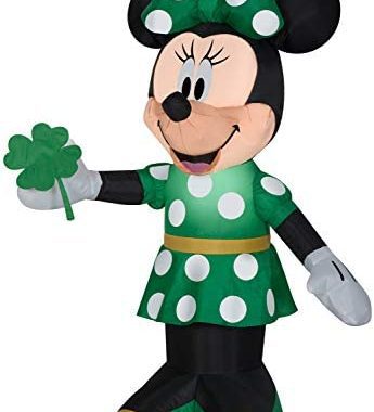 Gemmy Airblown Inflatable St. Patrick's Day Minnie Mouse, 3.5 ft Tall, Green