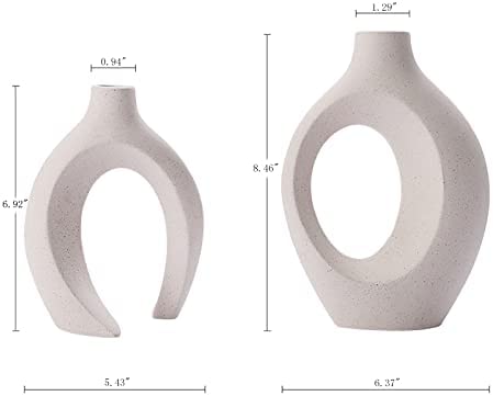 Amazon.com: DACOSTIC Hollow Ceramic Vase Set of 2 for Modern Home Decor , White Boho Donut Vases Nor