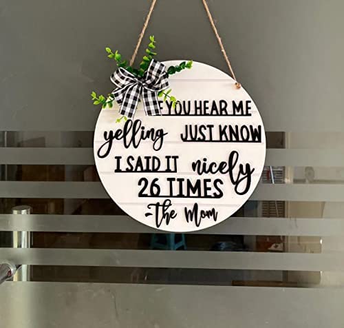 Amazon.com: Askfairy Front Door Decor Round Wooden Hanging Sign,If You Hear Me Yelling 3D Funny Mom