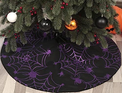 Amazon.com: Halloween 48 Inches Tree Skirt with Spider Net,Christmas Purple Tree mat for Holiday Par