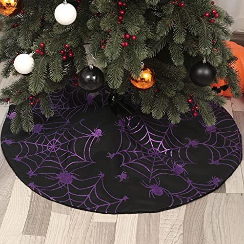 Amazon.com: Halloween 48 Inches Tree Skirt with Spider Net,Christmas Purple Tree mat for Holiday Par
