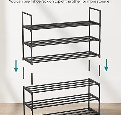 Amazon.com: SONGMICS Shoe Rack, 3 Tier Shoe Organizer, Metal Shoe Storage Shelf for 15 Pairs of Shoe