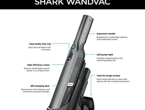 Amazon.com: Shark WV201 WANDVAC Handheld Vacuum, Lightweight at 1.4 Pounds with Powerful Suction, Ch