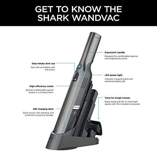 Amazon.com: Shark WV201 WANDVAC Handheld Vacuum, Lightweight at 1.4 Pounds with Powerful Suction, Ch