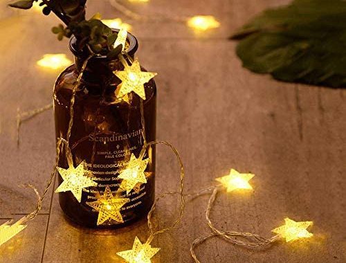 ANJAYLIA 20 LED Star String Lights 10 FT Fairy Christmas Lights Battery Operated for Indoor & Ou