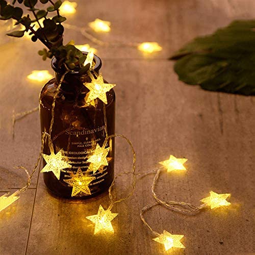 ANJAYLIA 20 LED Star String Lights 10 FT Fairy Christmas Lights Battery Operated for Indoor & Ou