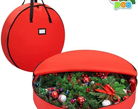 Amazon.com: Joiedomi 2 Pack Christmas Wreath Storage Bag Set (Red), 30” Artificial Wreath Storage Co